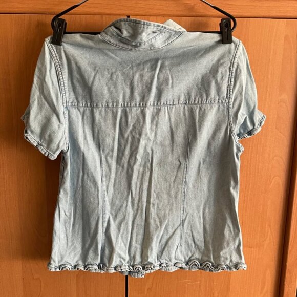 Christopher & Banks Denim Print Button Down Size Medium - Picture 2 of 7